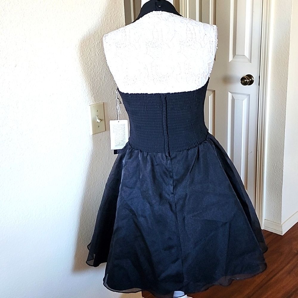 Jessica Howard Midi Tuxedo Formal Satin And Tulle Skirt Halter Dress Size 8 NEW - Picture 3 of 10